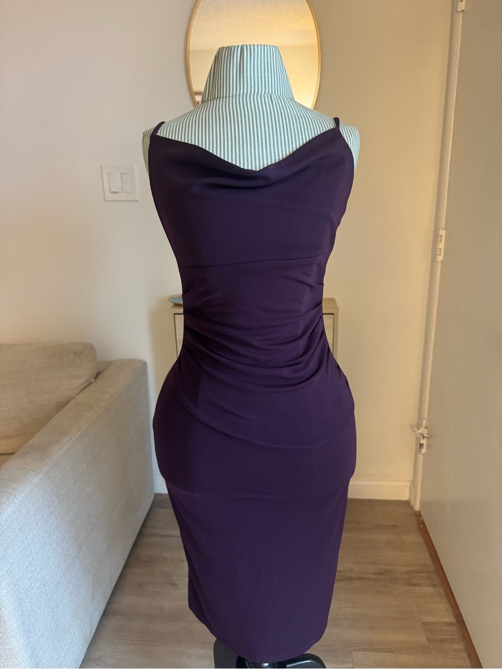 Vintage 90s Heart Moon Star Plum Cowl Neck Midi Slip Dress S